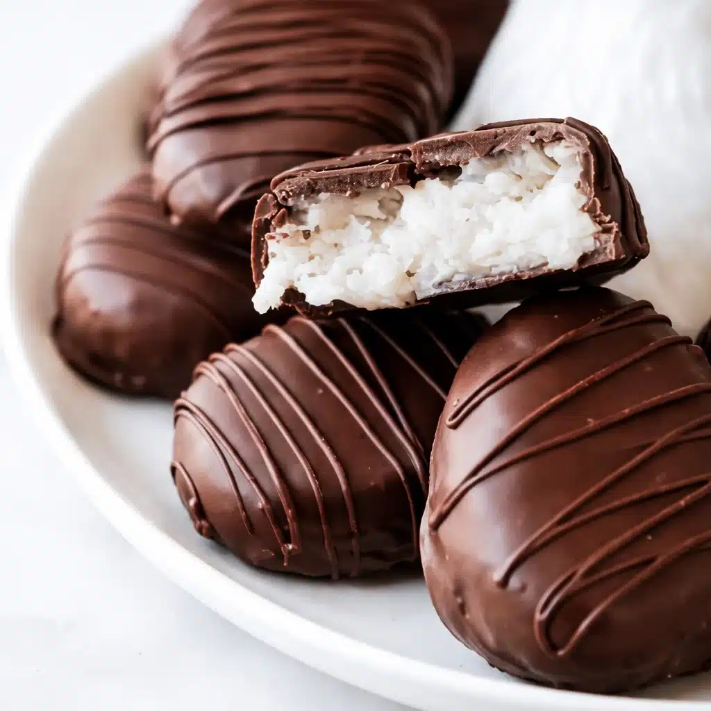 Delicious Coconut Easter Eggs with creamy filling and chocolate coating