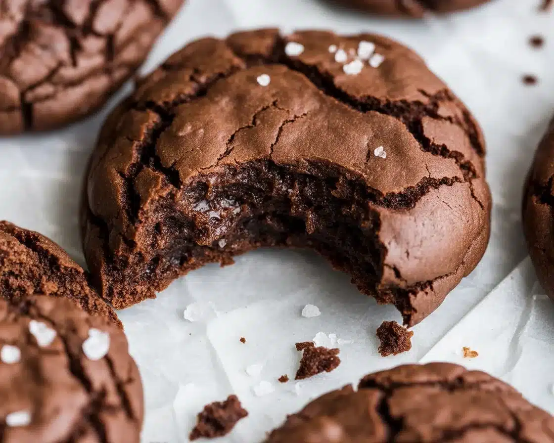 Freshly baked fudgy chewy brown cookies and brownies stacked together.