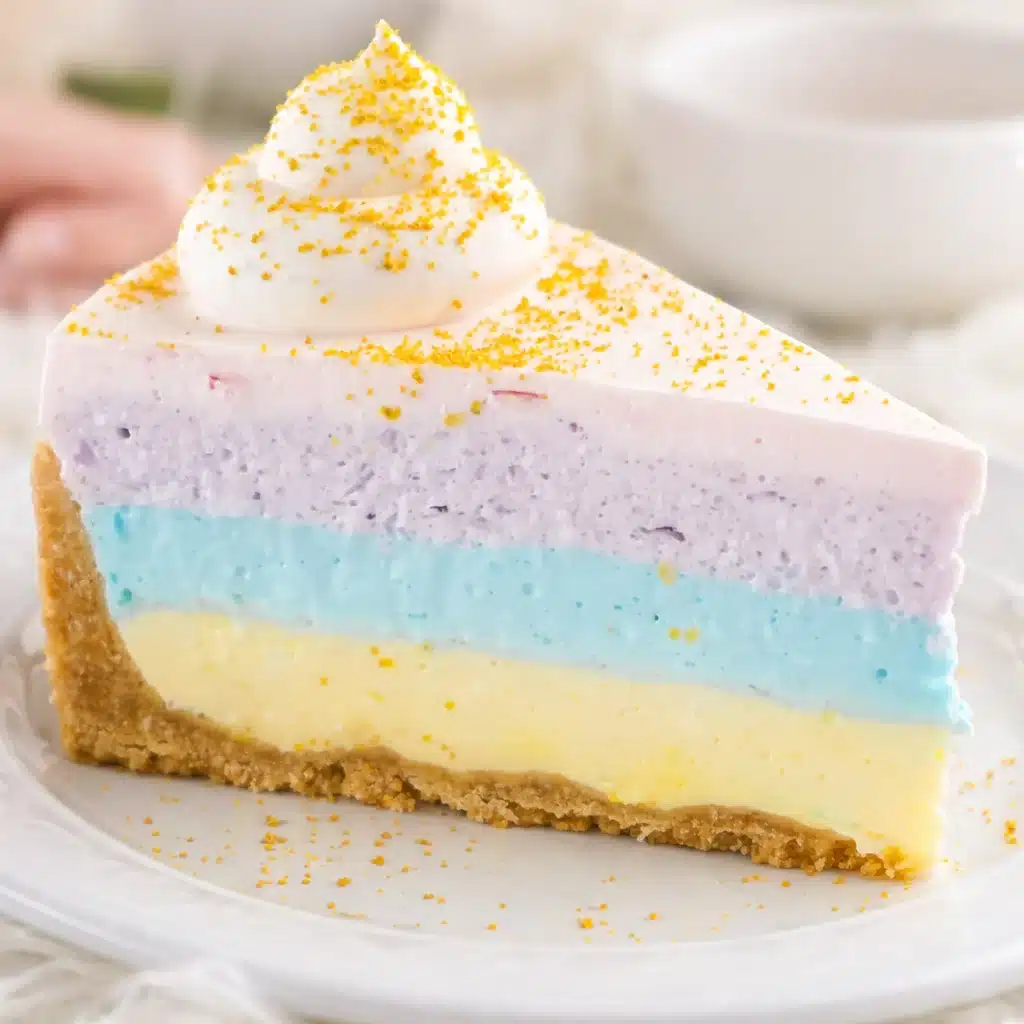 Delicious and colorful Easter Jell-O Pie in a graham cracker crust, perfect no-bake dessert.