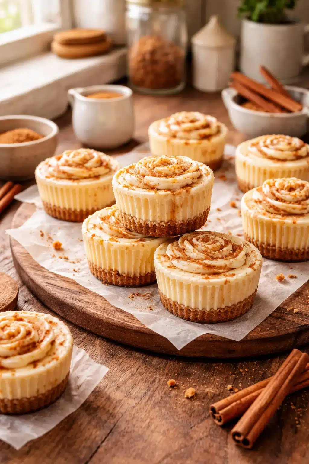 Mini Cinnamon Roll Cheesecakes