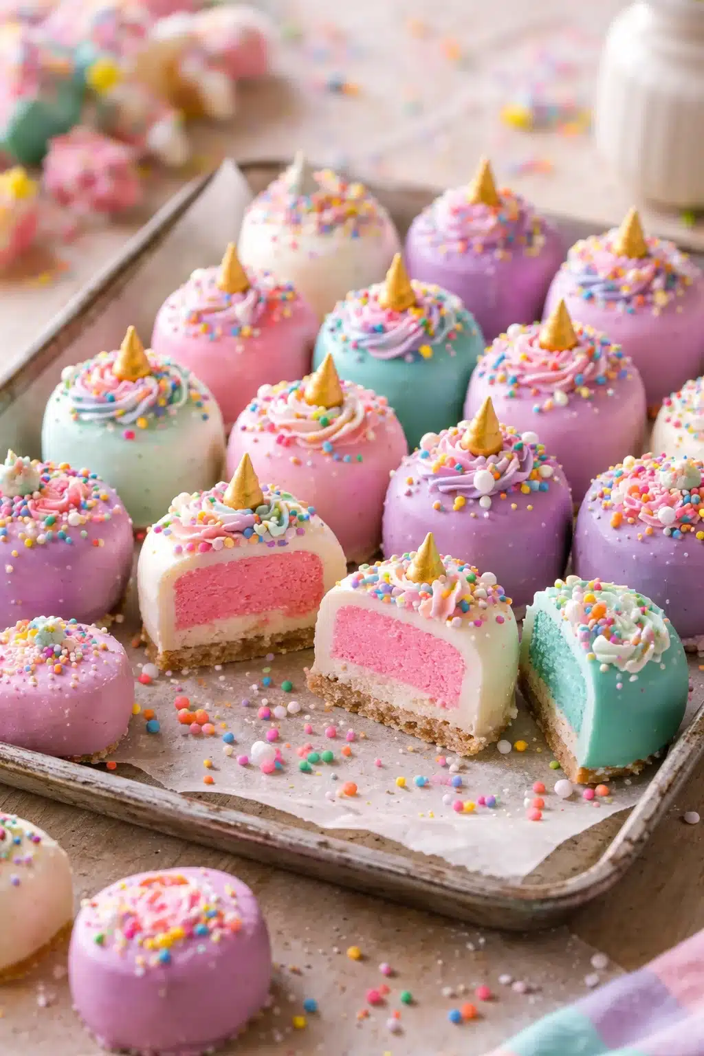 Unicorn Cheesecake Bites