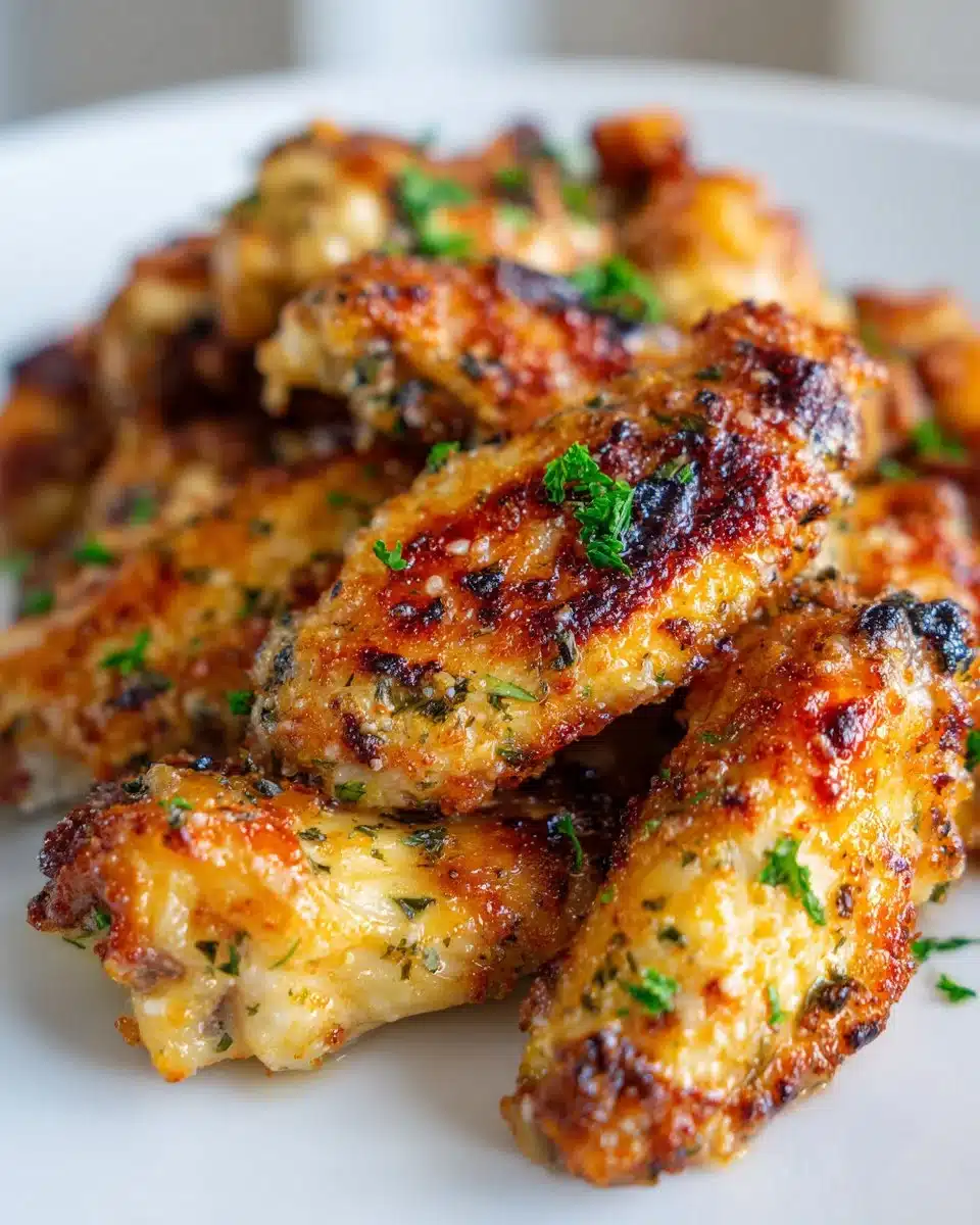 Crispy Air Fryer Garlic Parmesan Chicken Wings served in a bowl
