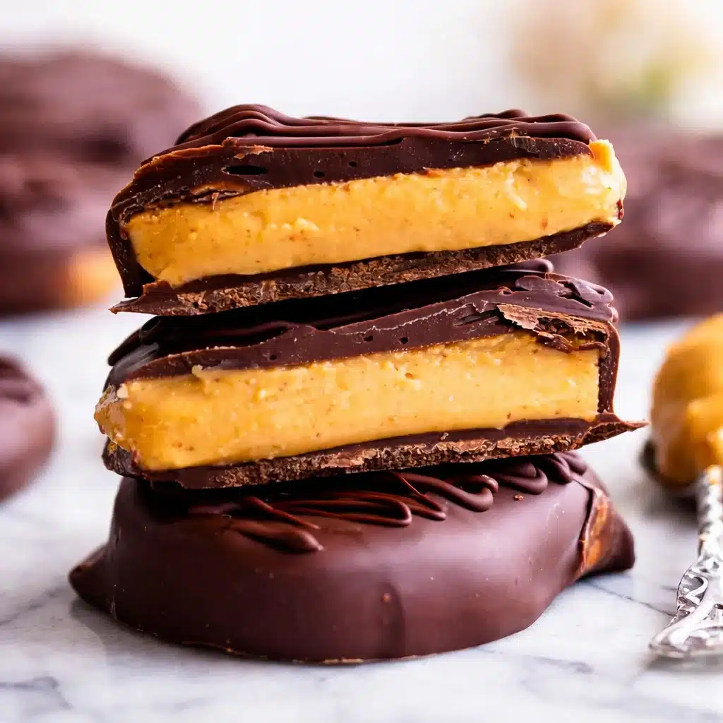 Homemade Reese's Eggs made from creamy peanut butter and rich chocolate in a festive setting.