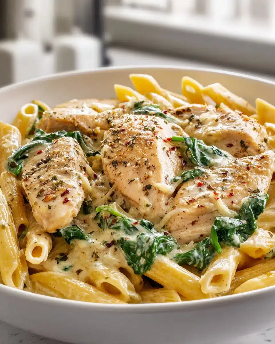 Slow Cooker Olive Garden Chicken Pasta served with herbs and cheese