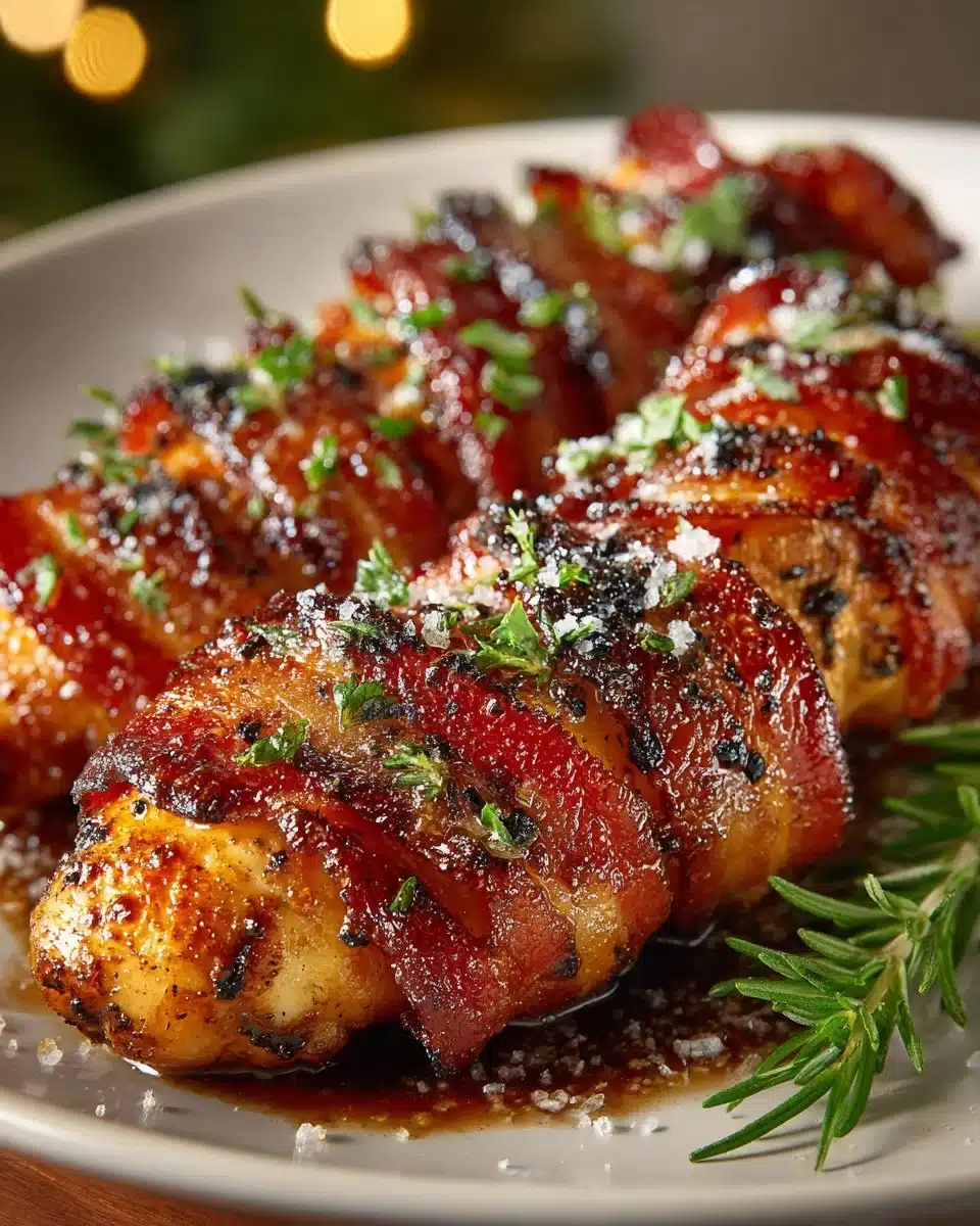 Savory Bacon Brown Sugar Chicken Tenders served on a plate.