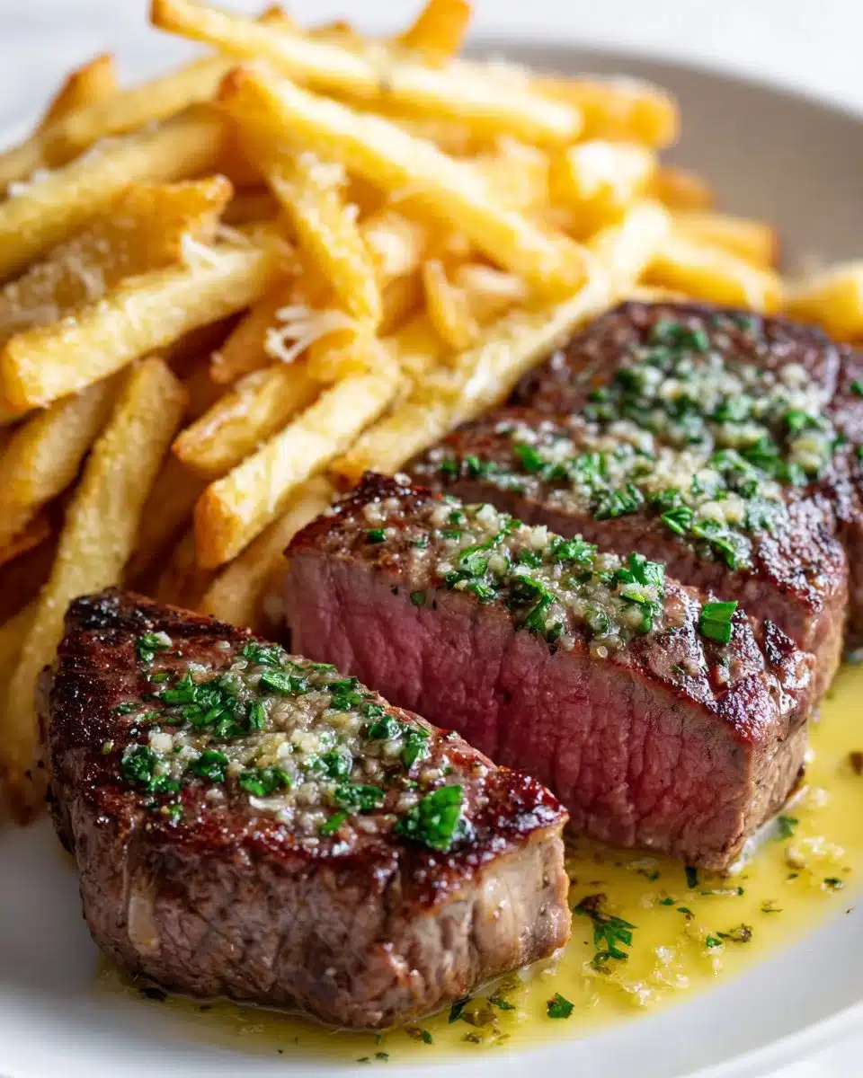 Crispy Garlic Parmesan Steak Fries garnished with parsley in a bowl