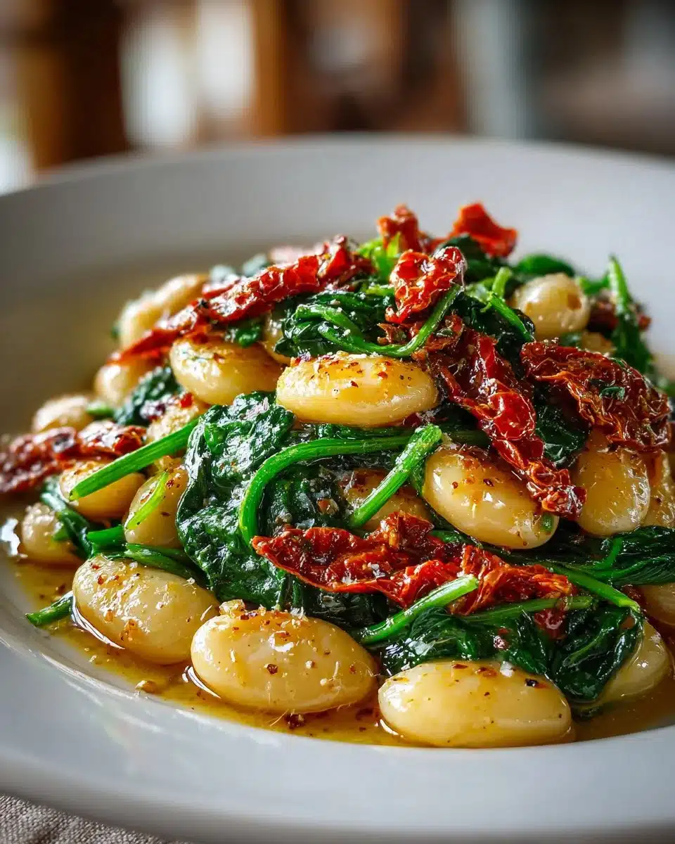 Delicious Tuscan Butter Beans with Spinach and Sun-Dried Tomatoes dish