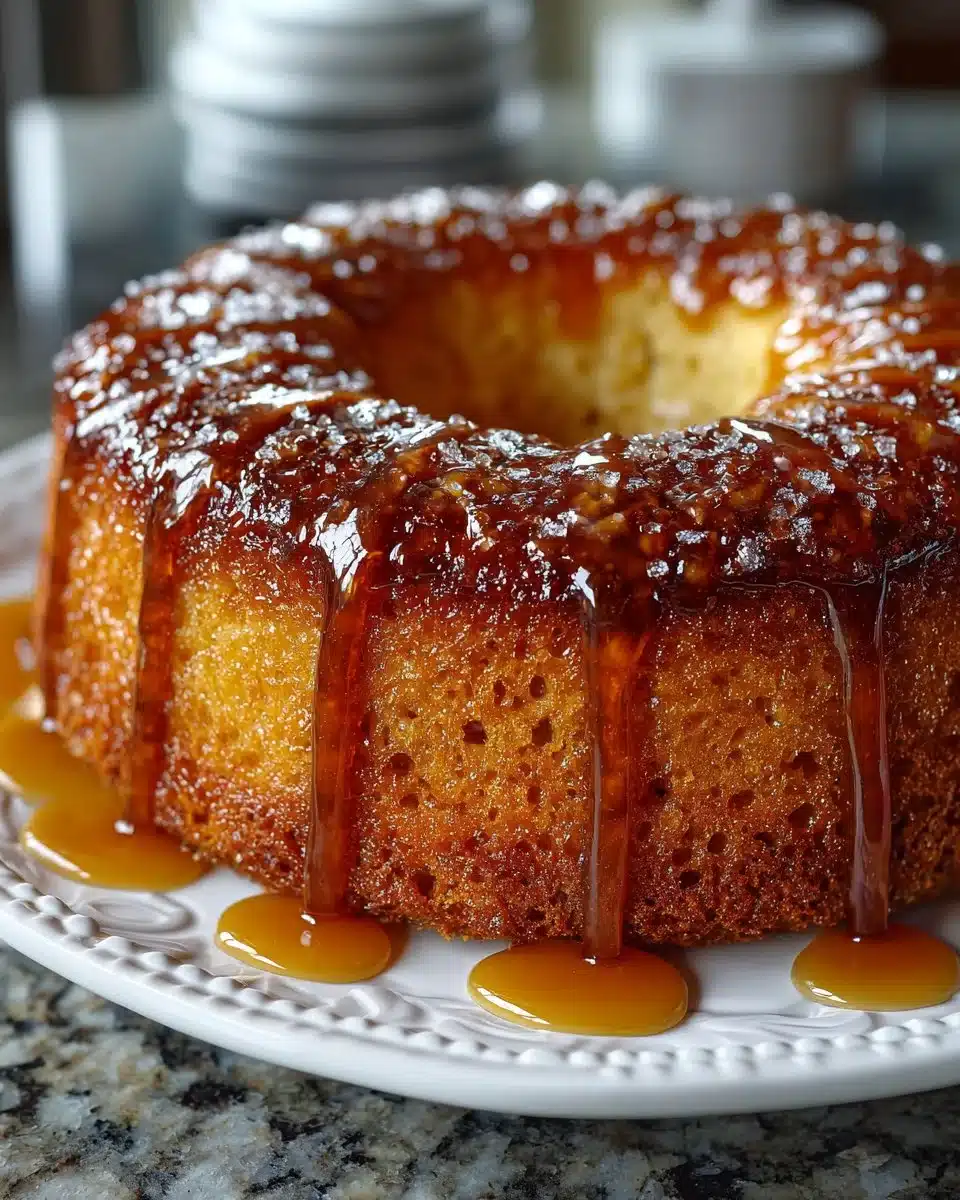Amish Applesauce Cake topped with spices and served on a rustic wooden table.
