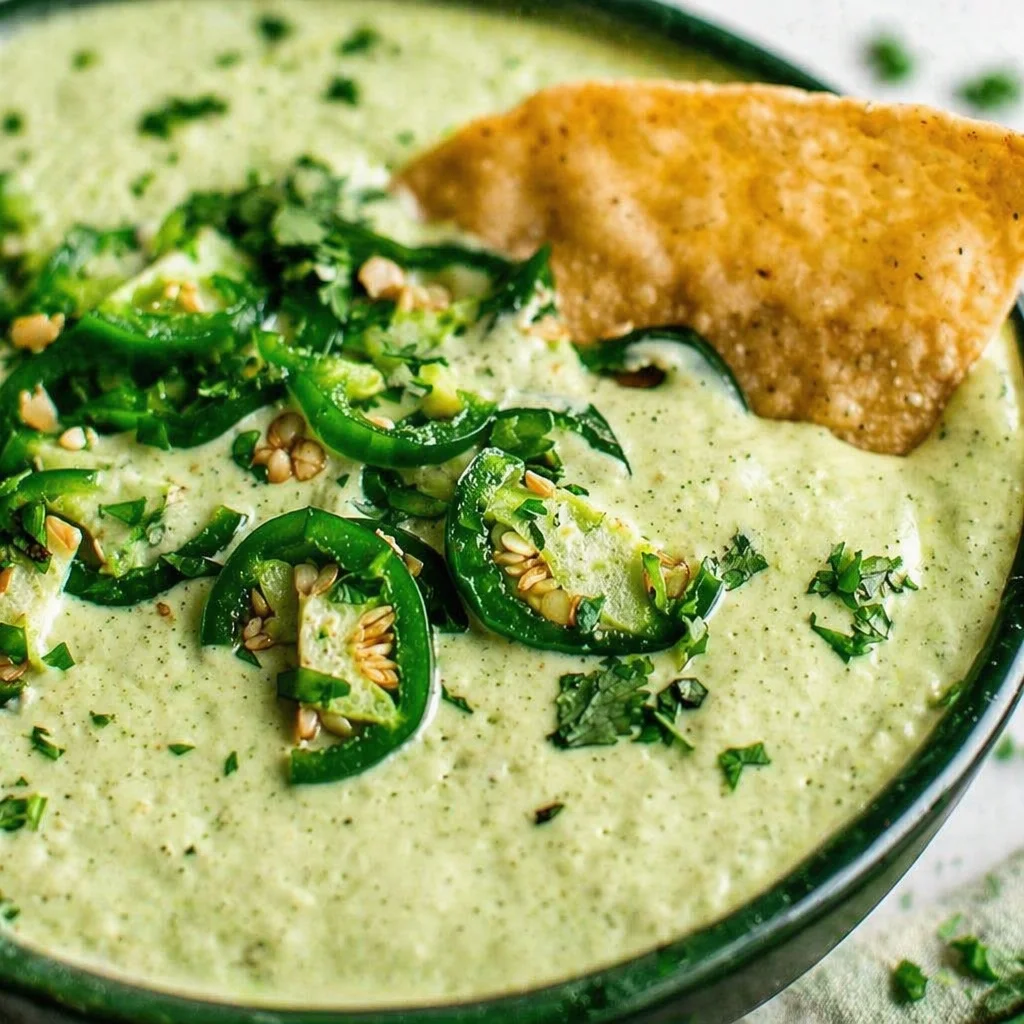 Creamy Jalapeno Ranch Dip Copycat Recipe served with tortilla chips in a bowl.