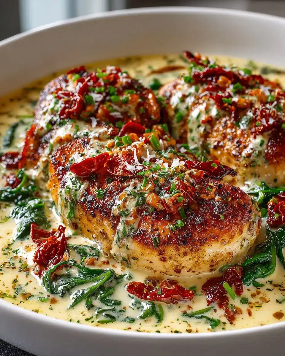 Creamy Tuscan Garlic Chicken Bake