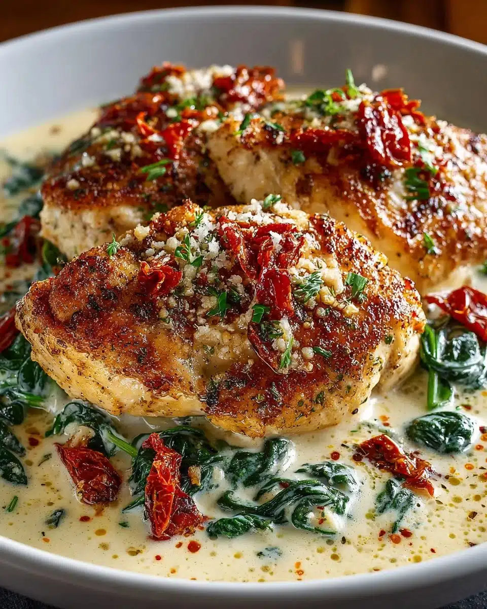 Creamy Tuscan Garlic Chicken Bake