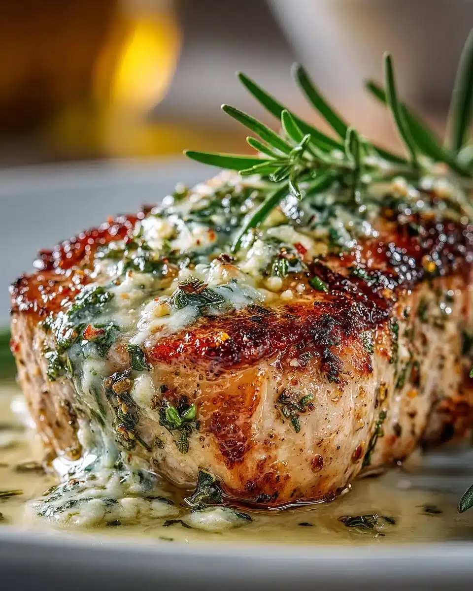 Garlic Butter Turkey Tenderloin served with herbs and side dishes