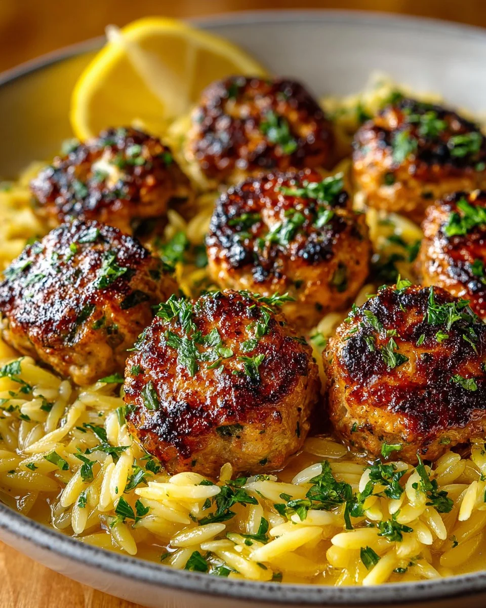 Greek Chicken Meatballs with Lemon Orzo 5 greek chicken meatballs with lemon orzo 2026 04 20 200500