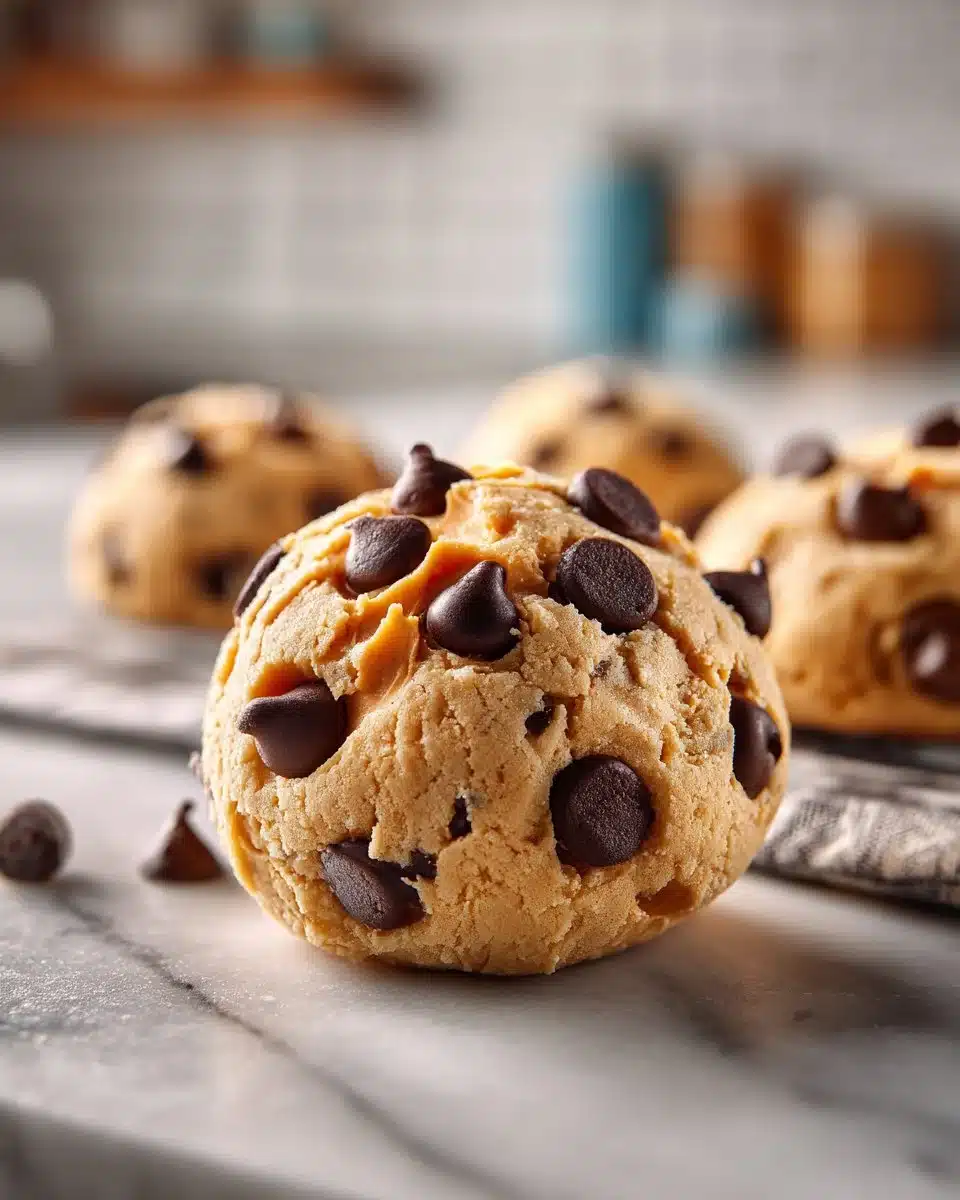 Homemade Greek Yogurt Cookie Dough in a bowl with ingredients.