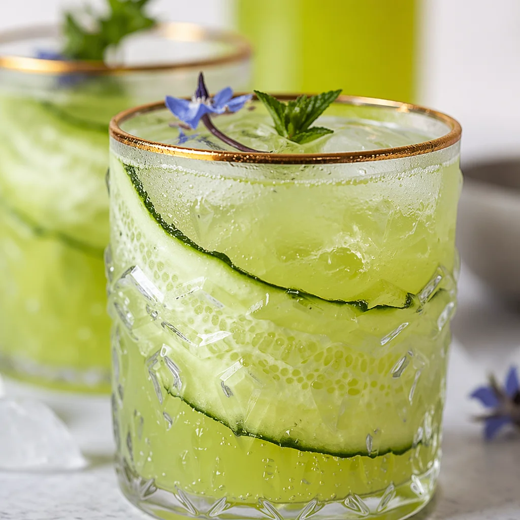 Refreshing Cucumber and Lime Summer Mocktail served in a glass with mint leaves.