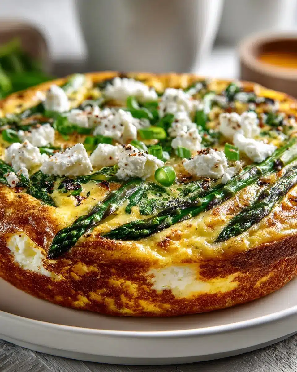 Spring Vegetable Goat Cheese Frittata with fresh vegetables and herbs