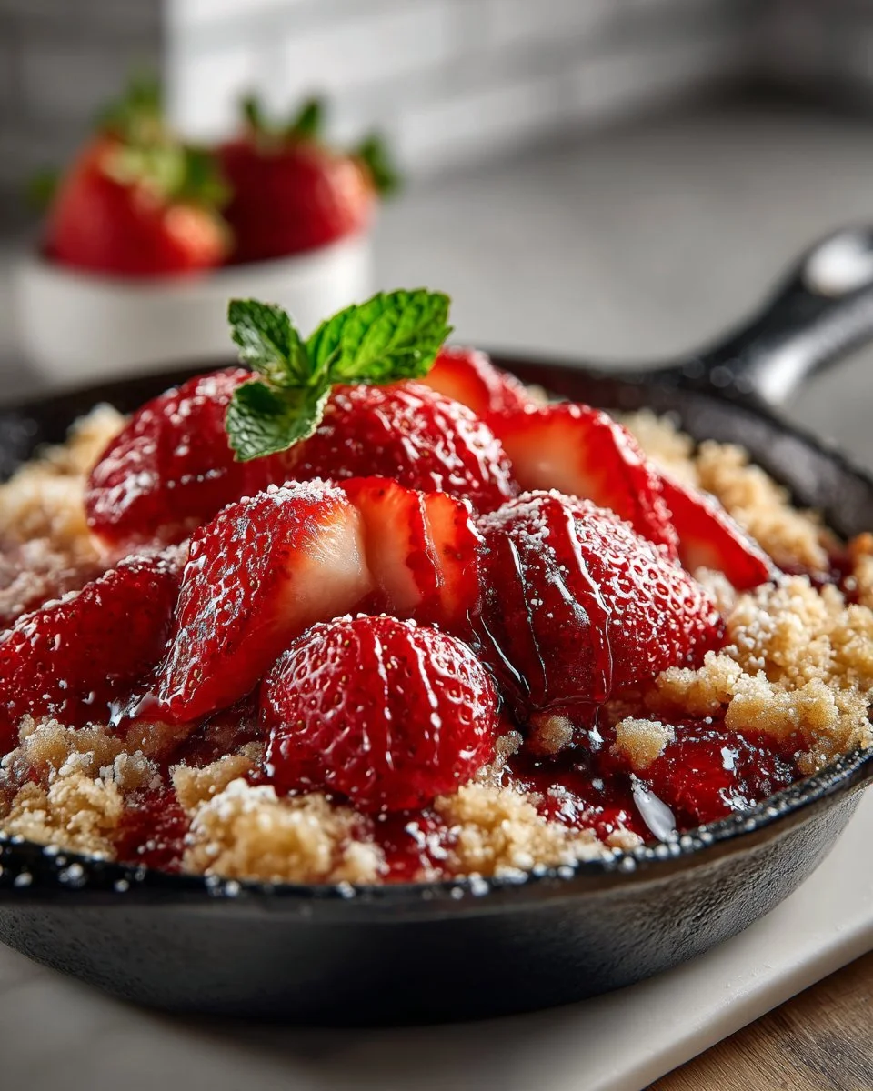 strawberry rhubarb skillet crisp 2026 04 15 225432