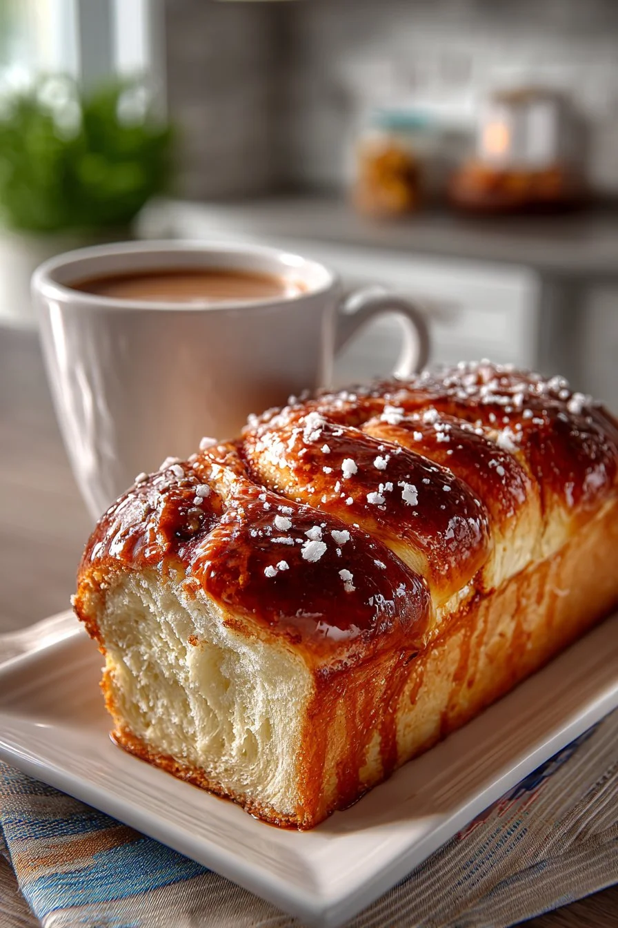 Loaf of authentic Amish Cinnamon Bread, beautifully baked and spiced.