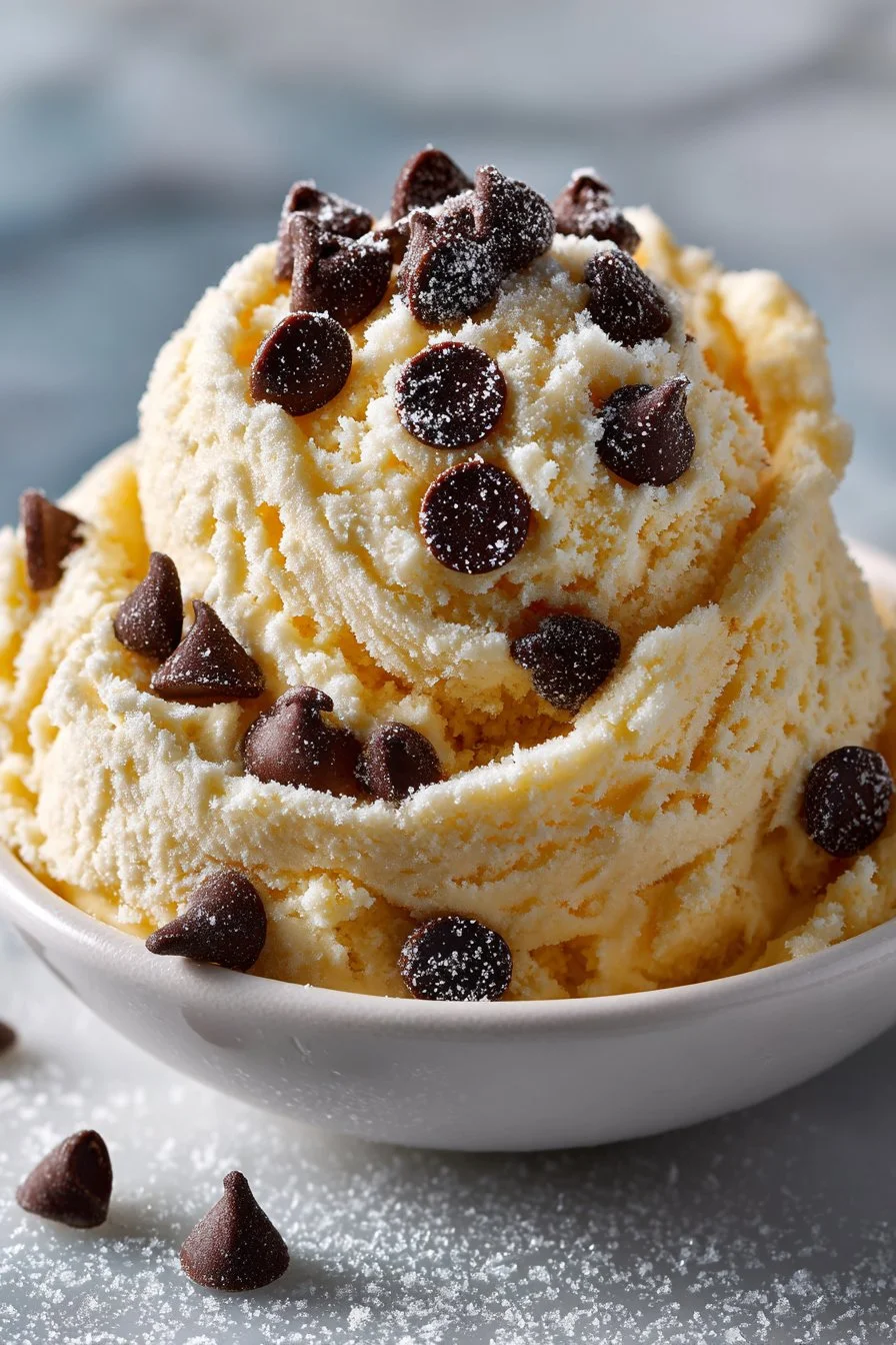 Bowl of edible cake batter cookie dough ready to enjoy