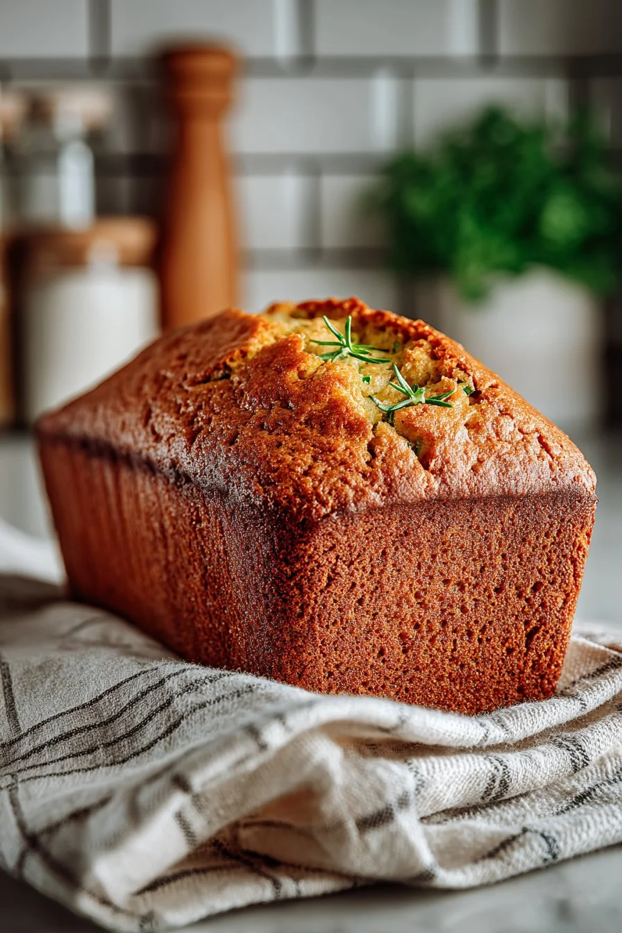 Healthy cinnamon zucchini banana bread fresh out of the oven.