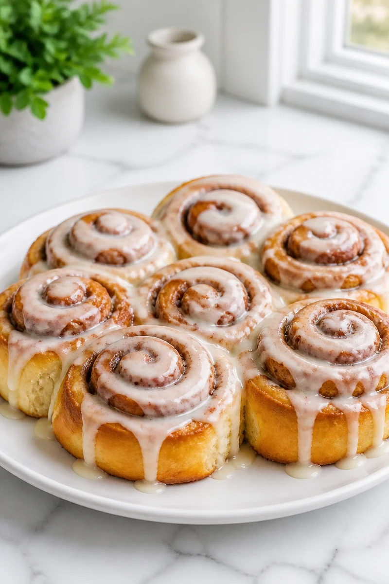 Delicious homemade overnight cinnamon rolls topped with icing