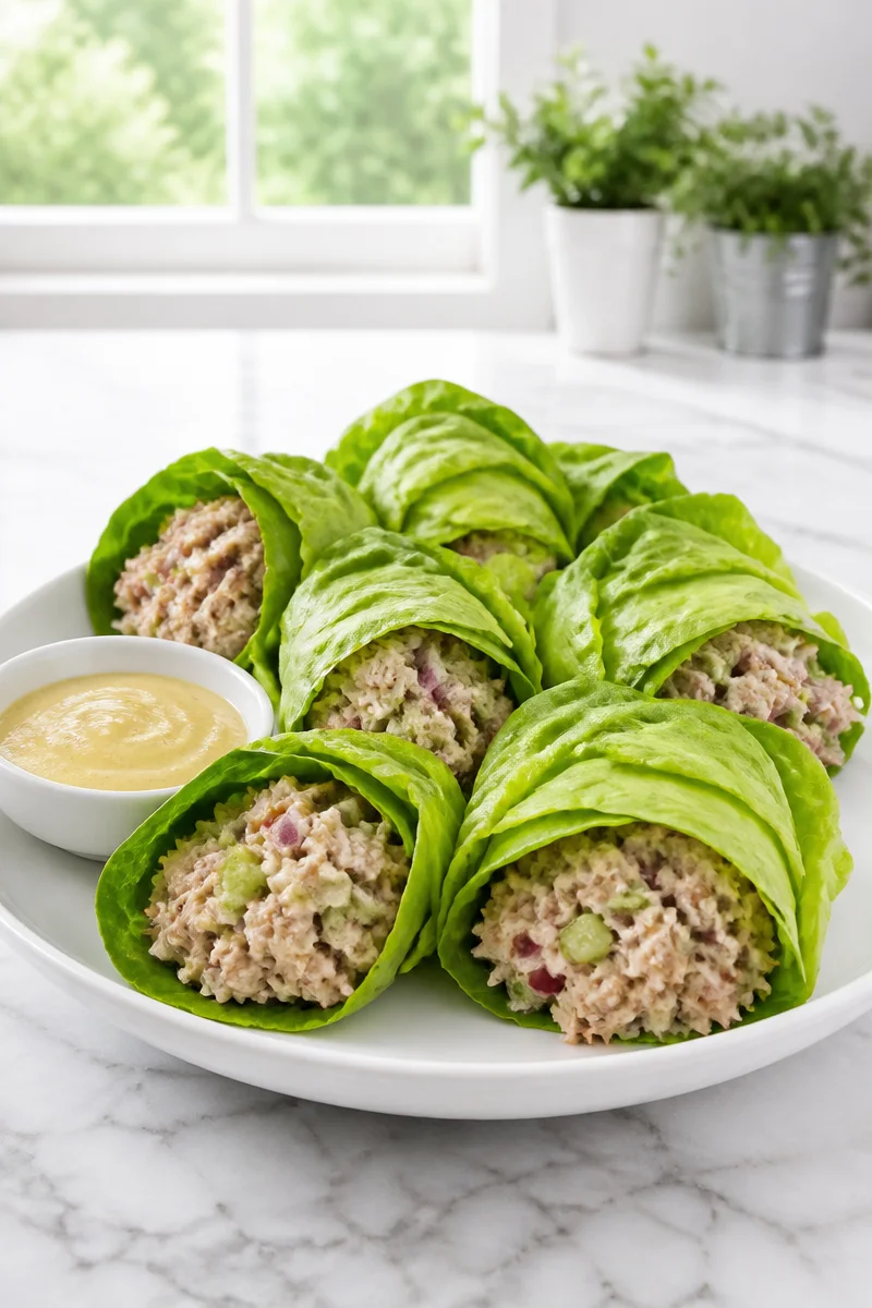 Classic Tuna Salad Lettuce Wrap featuring fresh ingredients and vibrant colors