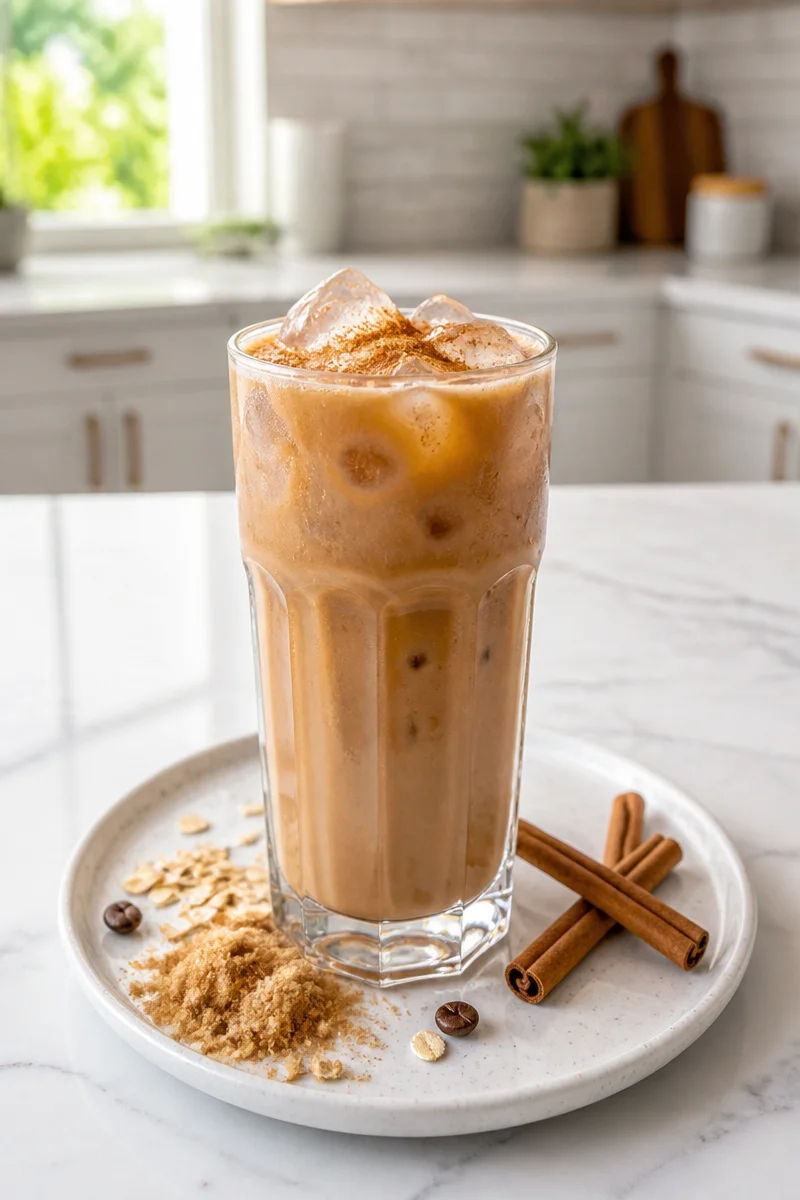 Delicious Brown Sugar Oat Milk Shaken Espresso in a clear glass