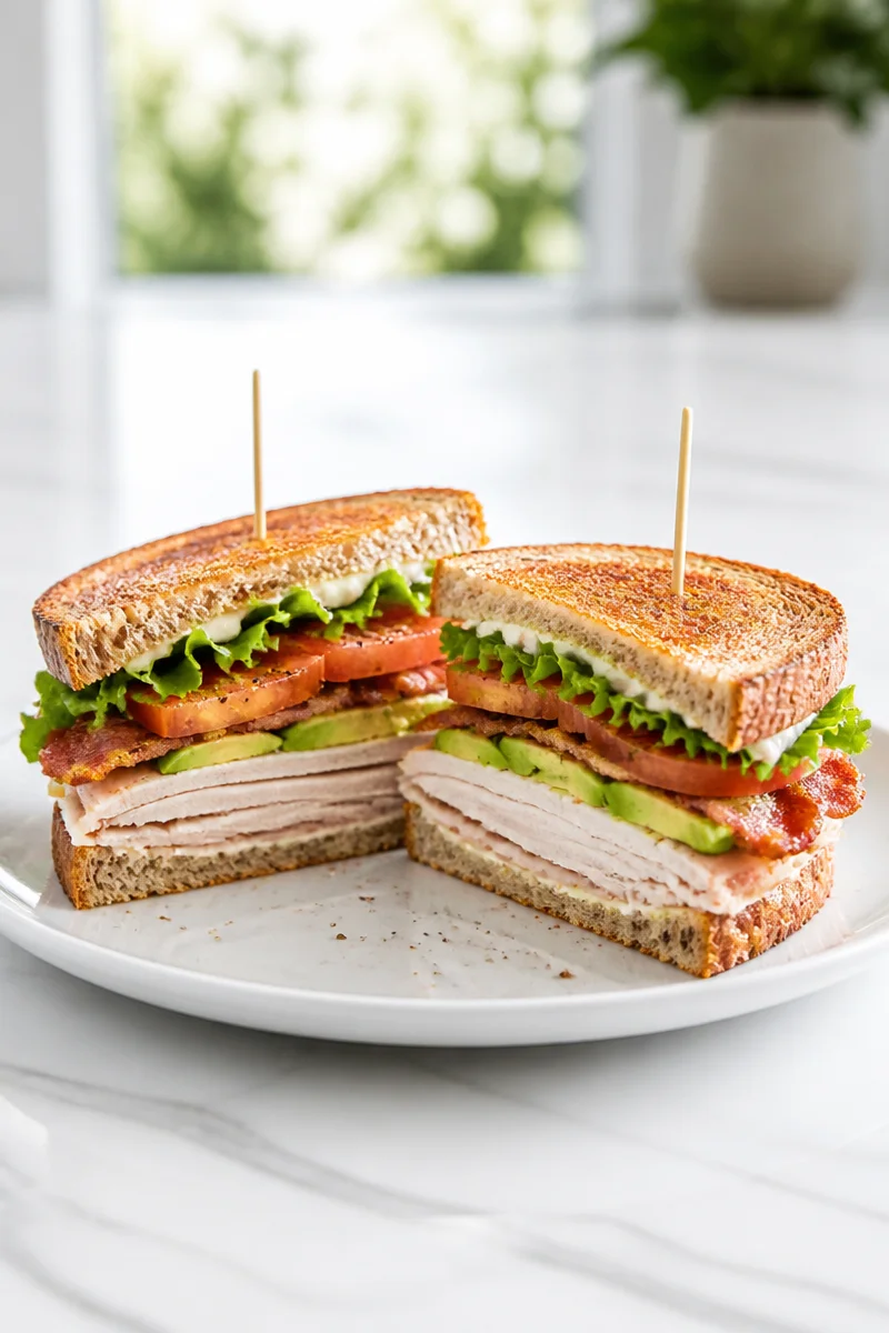 Delicious Turkey Avocado Club Sandwich ready to enjoy