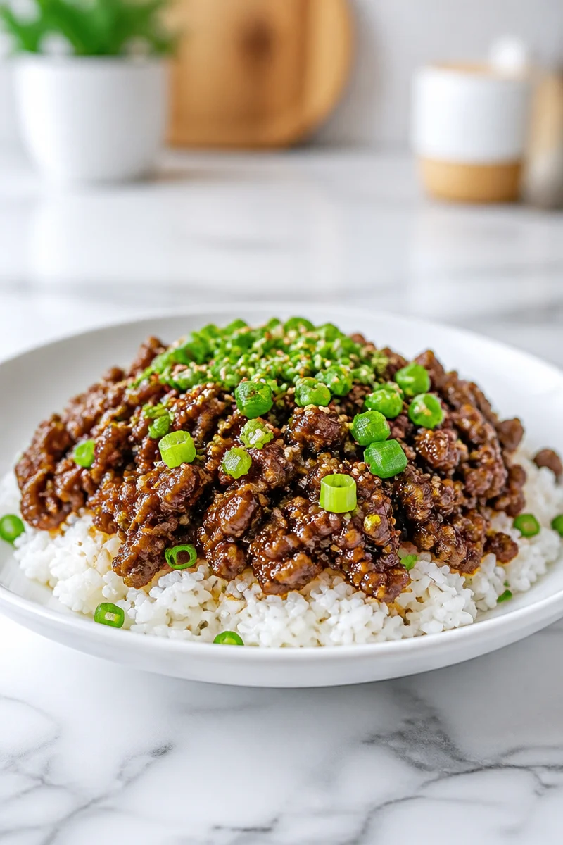 Delicious Korean ground beef served in a bowl with fresh vegetables and rice