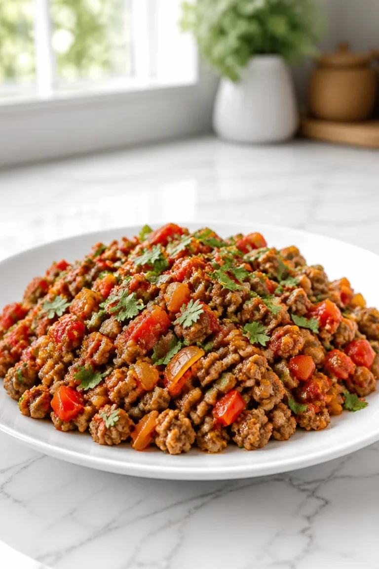 Quick spicy ground turkey skillet dinner served in a colorful bowl