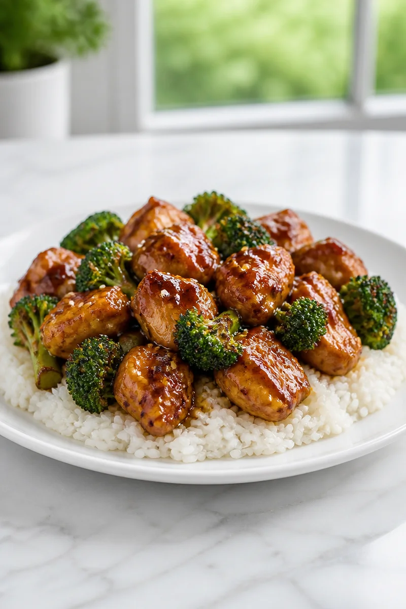 Sheet Pan Teriyaki Chicken with Broccoli ready to serve