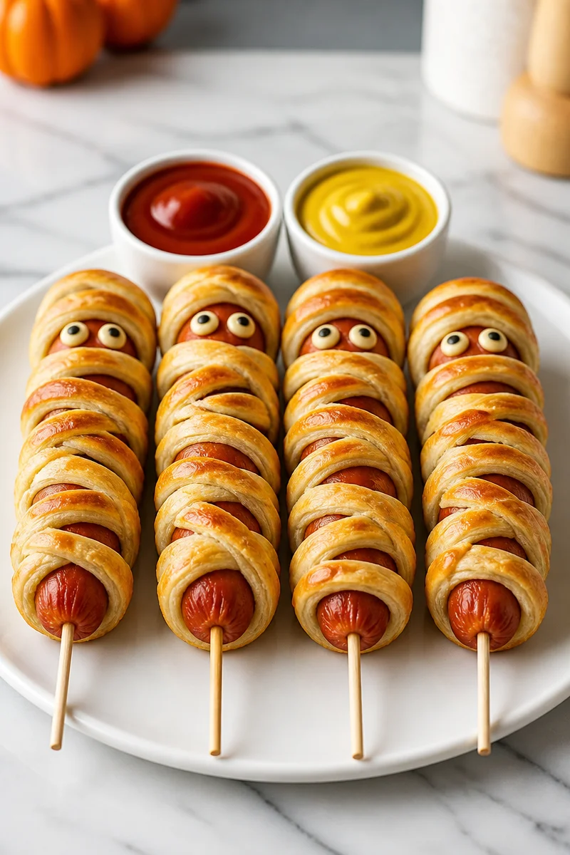 Crispy Baked Mummy Corn Dog
