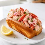 Delicious Maine style lobster rolls garnished with chives on a plate.
