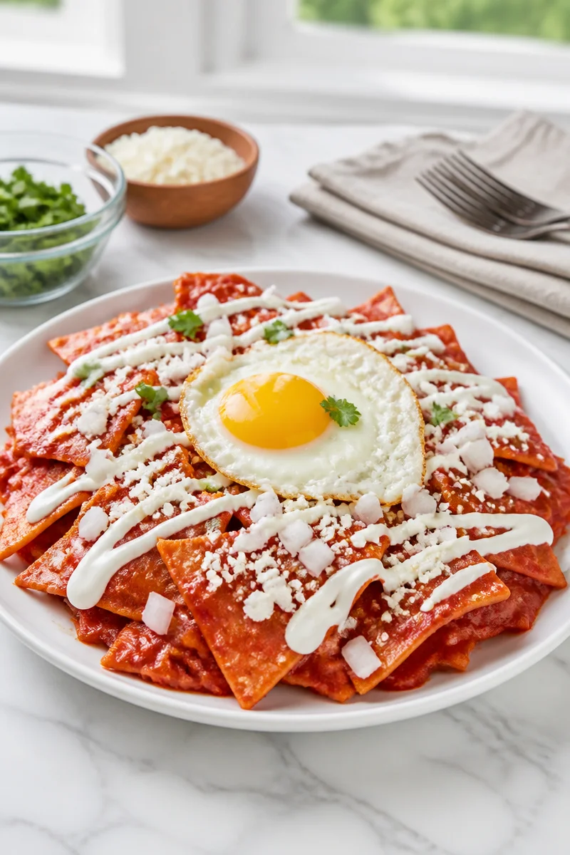 mexican chilaquiles rojos red sauce skillet 2026 10 12 192305